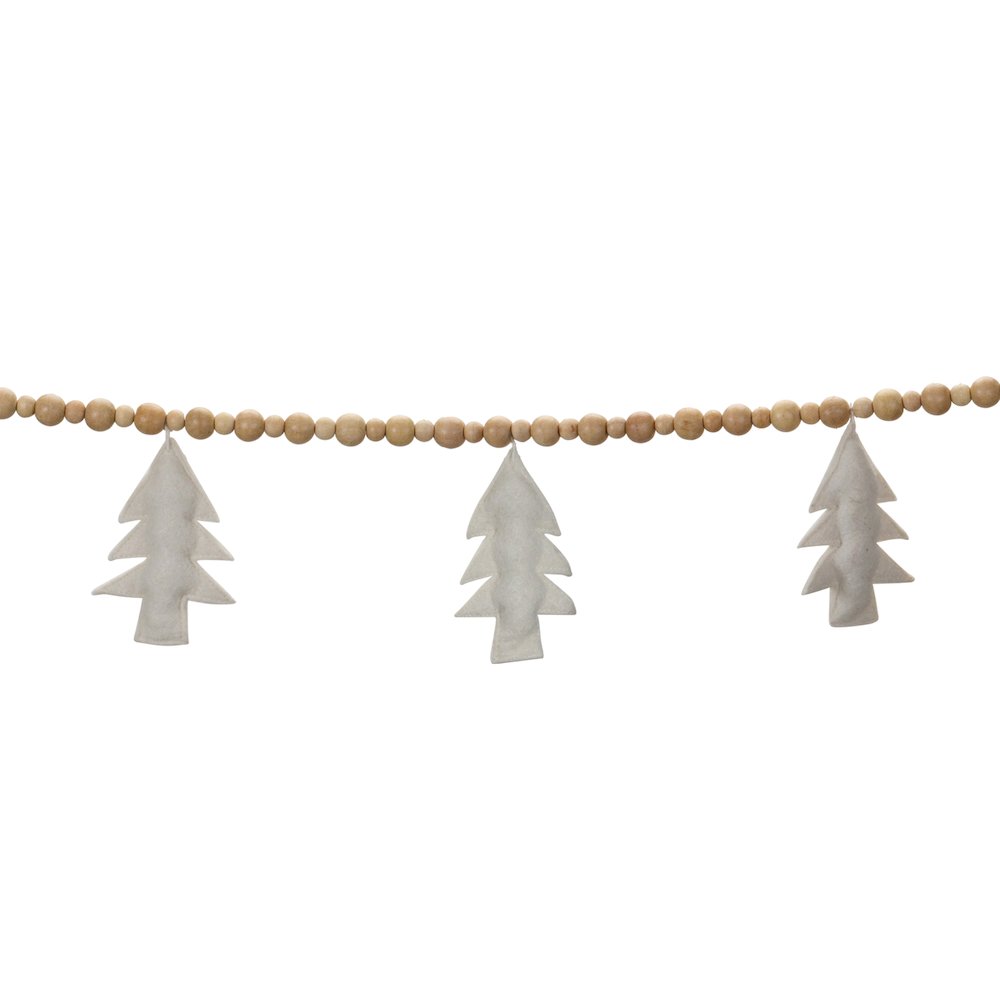 Bead and Tree Garland (Set of 2) 6'L Wood/Wool