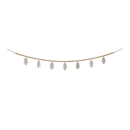 Bead and Tree Garland (Set of 2) 6'L Wood/Wool