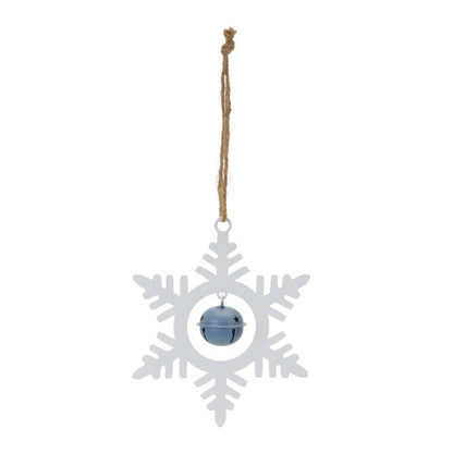 Snowflake Ornament w/Bell (Set of 12) 6.5"H Iron