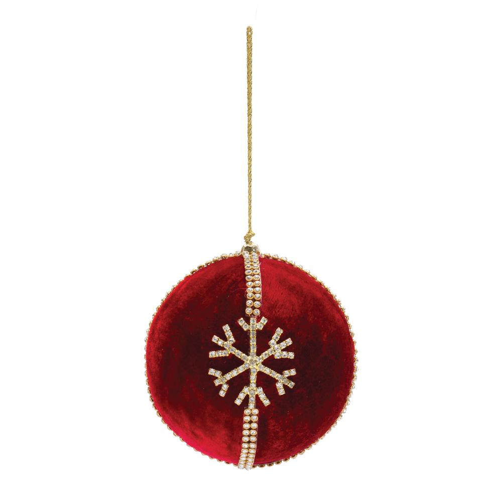 Ball Ornament w/Snowflake (Set of 4) 4"D Polyester