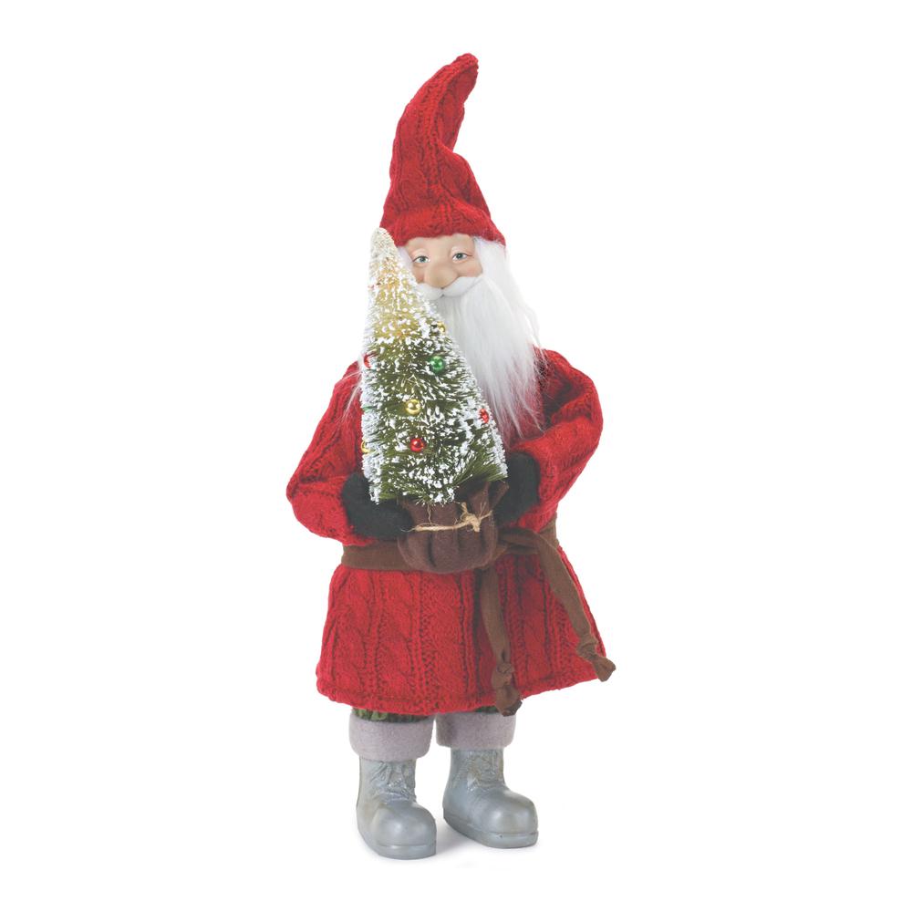 Santa w/Tree 15"H Plastic/Fabric