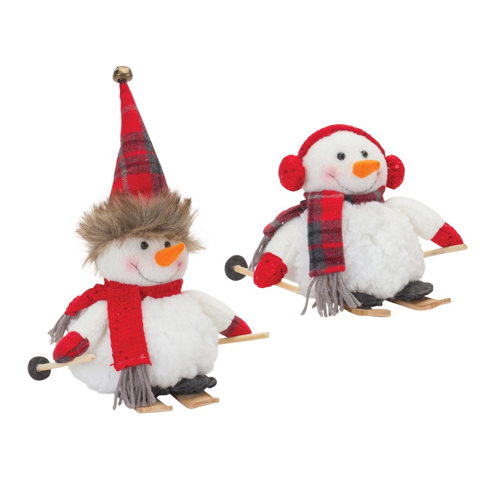 Snowman on Skis (Set of 2) 6"H, 11"H Polyester