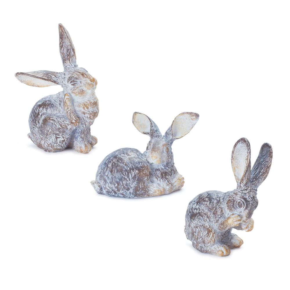 Rabbit (Set of 3) 3.75"H, 5"H, 5.25"H Resin