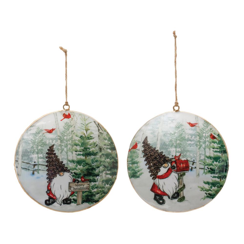 Gnome Disc Ornament (Set of 6) 6"H Iron