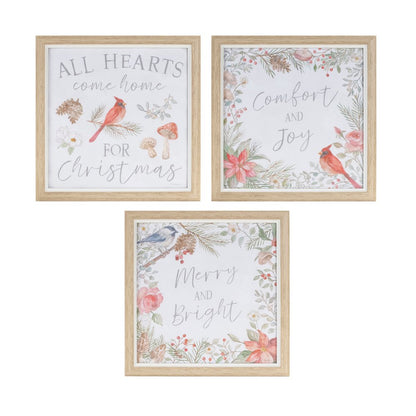 Framed Bird and Cardinal Print (Set of 3) 9"SQ Plastic/Paper
