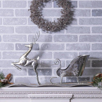 Reindeer w/Sleigh 25.5"L x 17"H Iron