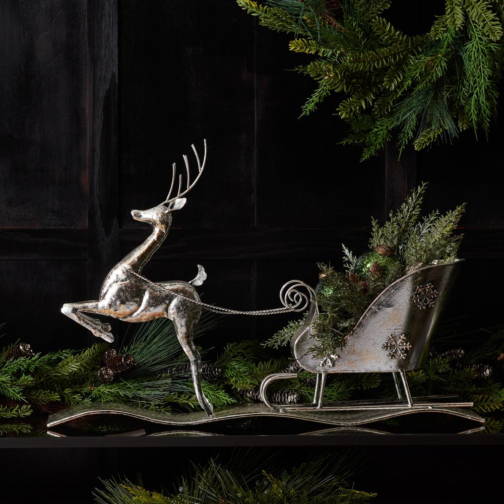 Reindeer w/Sleigh 25.5"L x 17"H Iron