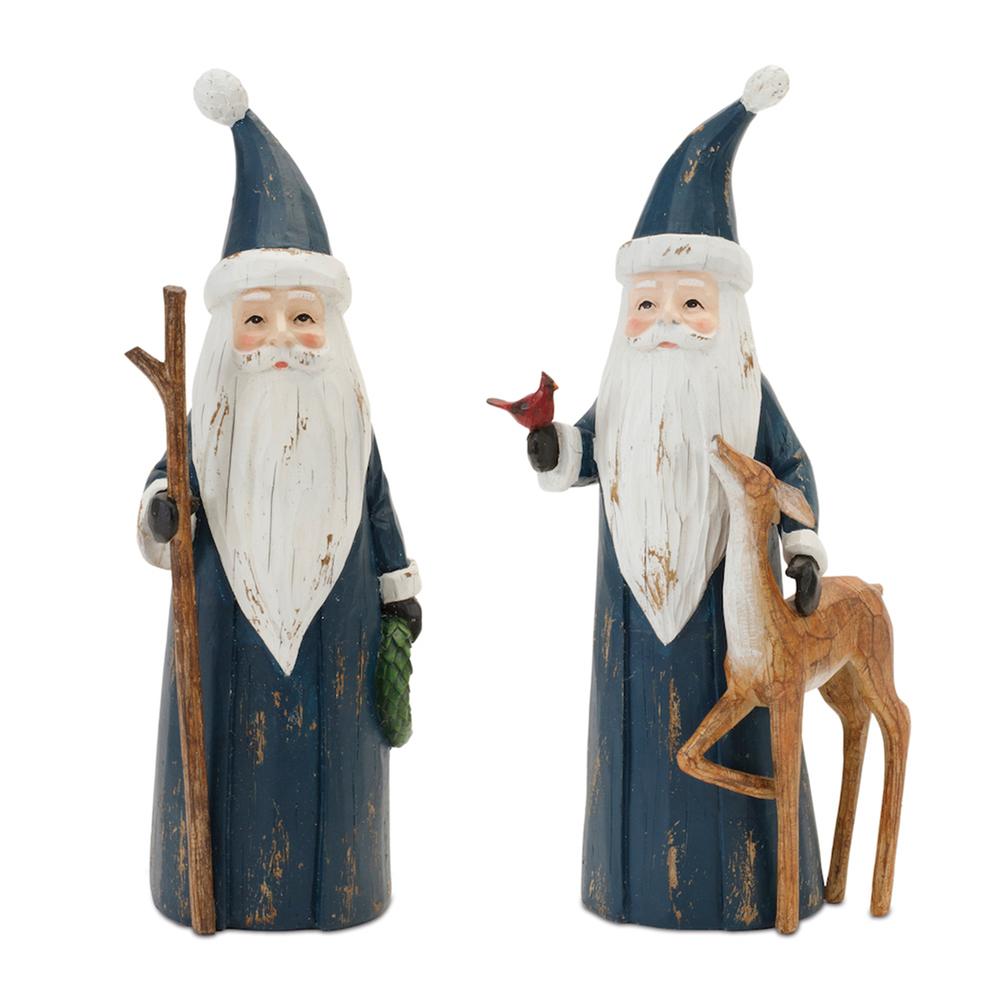 Santa (Set of 2) 12"H Resin