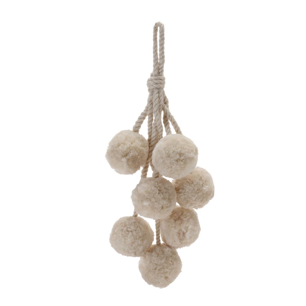 Pom Pom Ornament Drop (Set of 4) 14.5"H Polyester