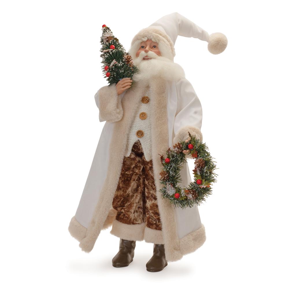 Santa w/Tree and Wreath 21.5"H Polyester/Resin