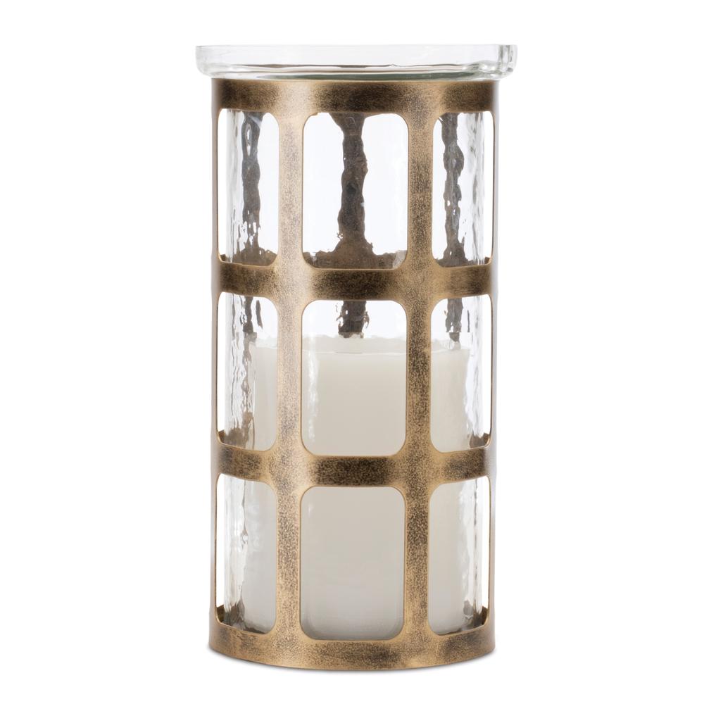 Candle Holder 5"D x 9.5"H Iron/Glass