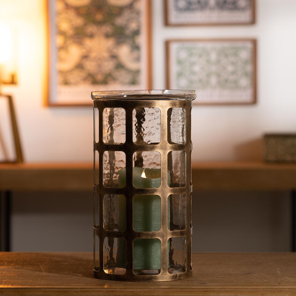Candle Holder 7.5"D x 12.5"H Iron/Glass