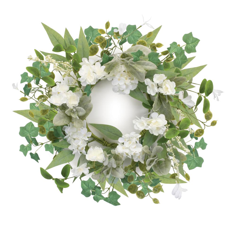 Mixed Floral and Foliage Candle Ring 17.5"D Polyester  (Fits a 6" Candle)