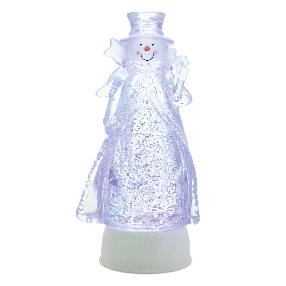 LED Snowman Snow Globe 10"H