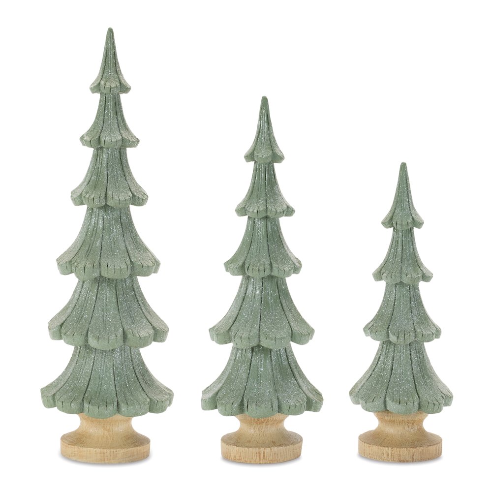 Glittered Pine Tree (Set of 3)