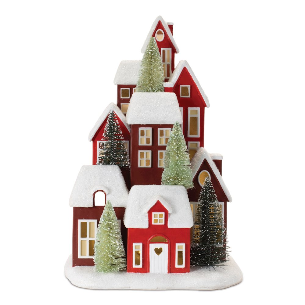 LED Houses 13.5"H Resin