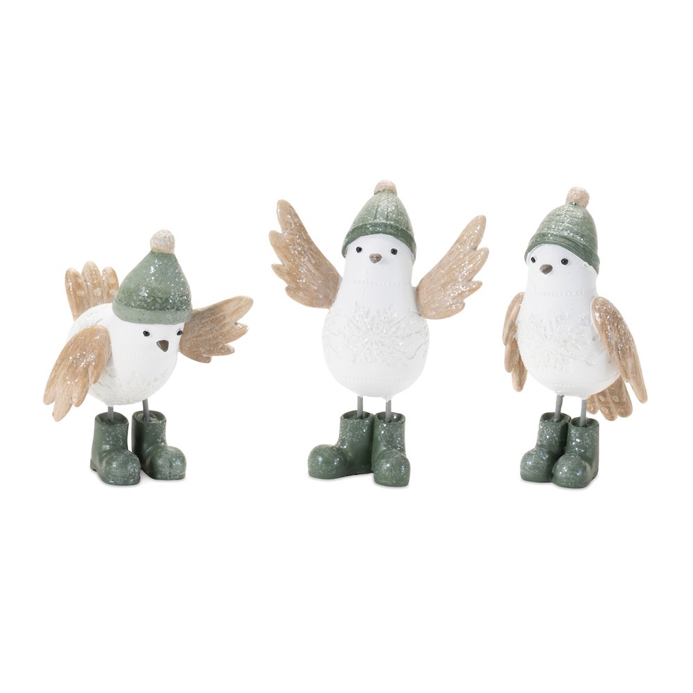 Winter Bird with Snowboots Figurine (Set of 6)
