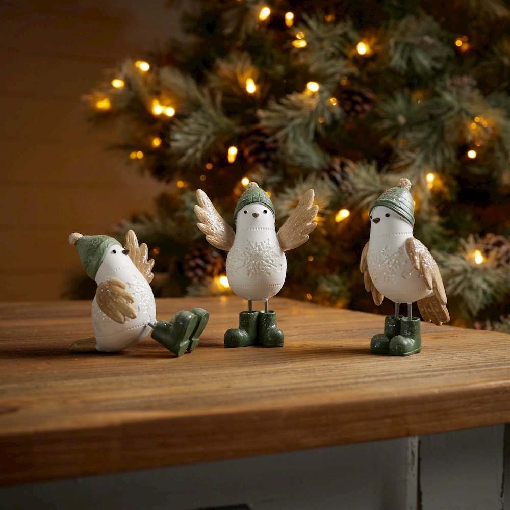 Winter Bird with Snowboots Figurine (Set of 6)