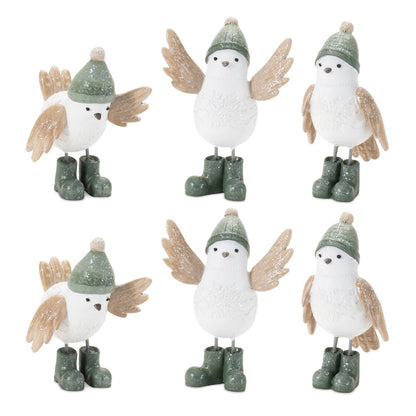 Winter Bird with Snowboots Figurine (Set of 6)