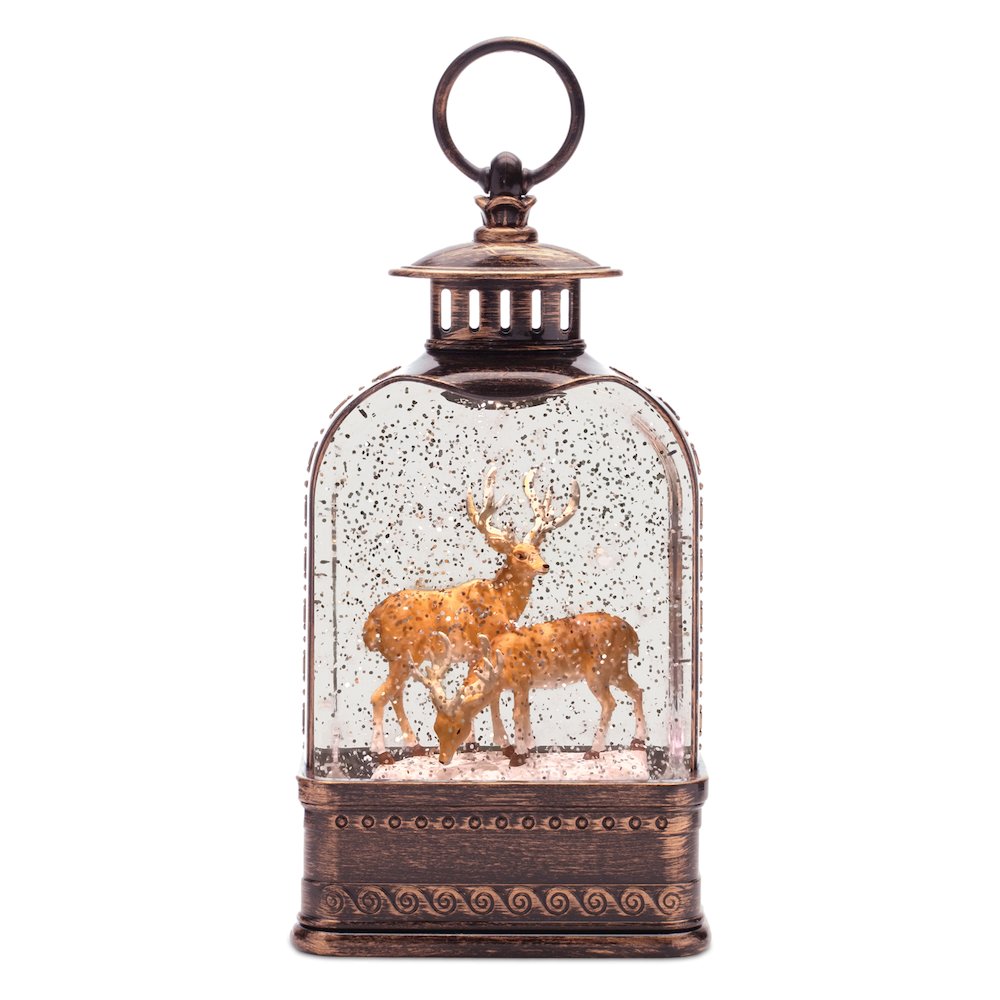 LED Deer Couple Snow Globe 11"H