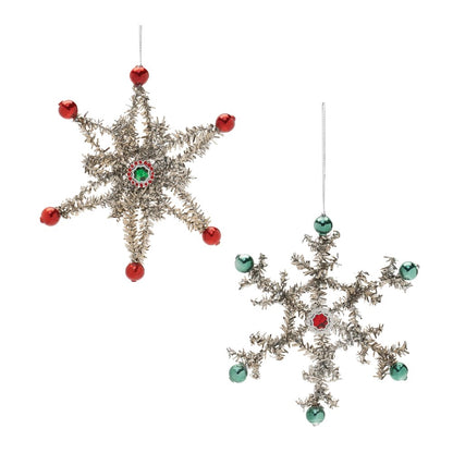 Jeweled Tinsel Snowflake Ornament (Set of 12)