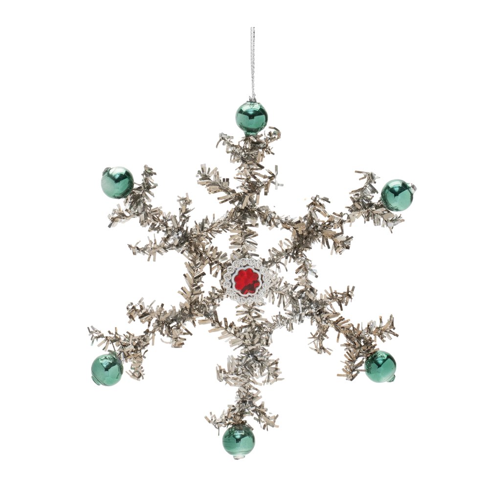 Jeweled Tinsel Snowflake Ornament (Set of 12)