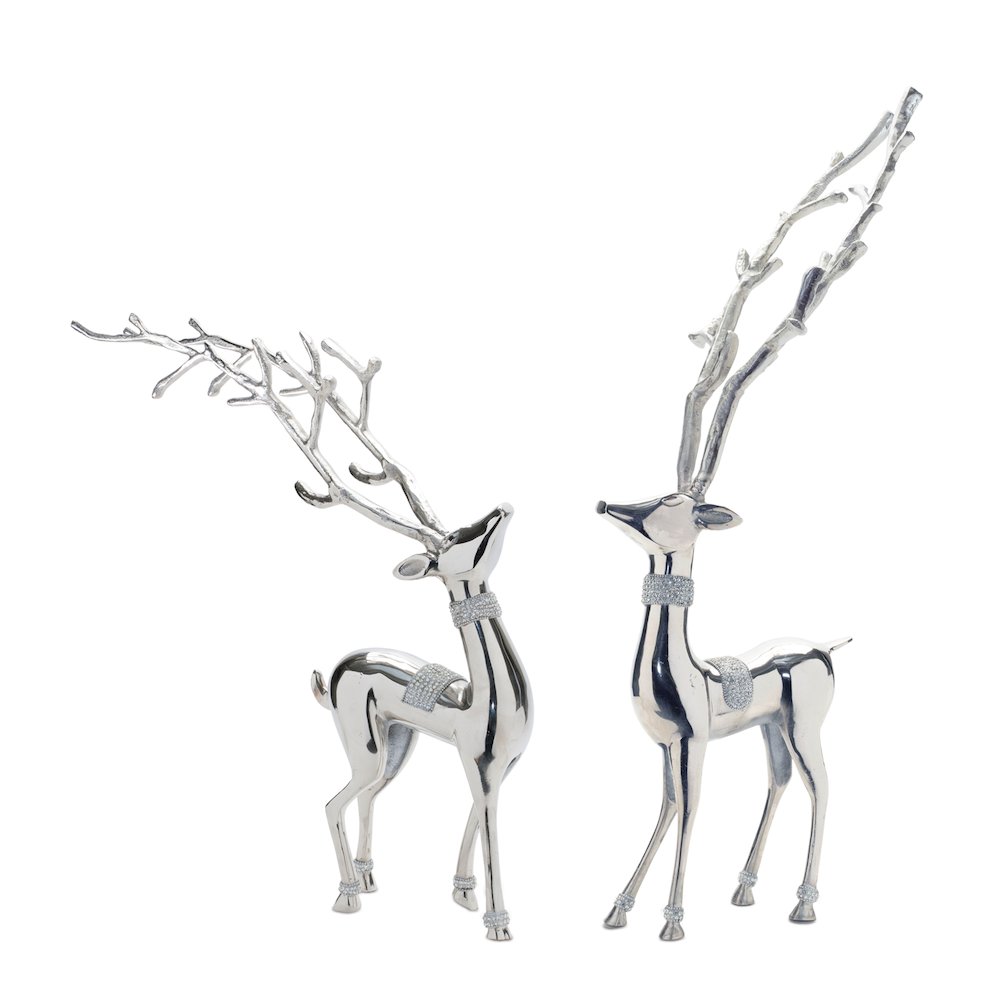 Metal Deer Statue (Set of 2)