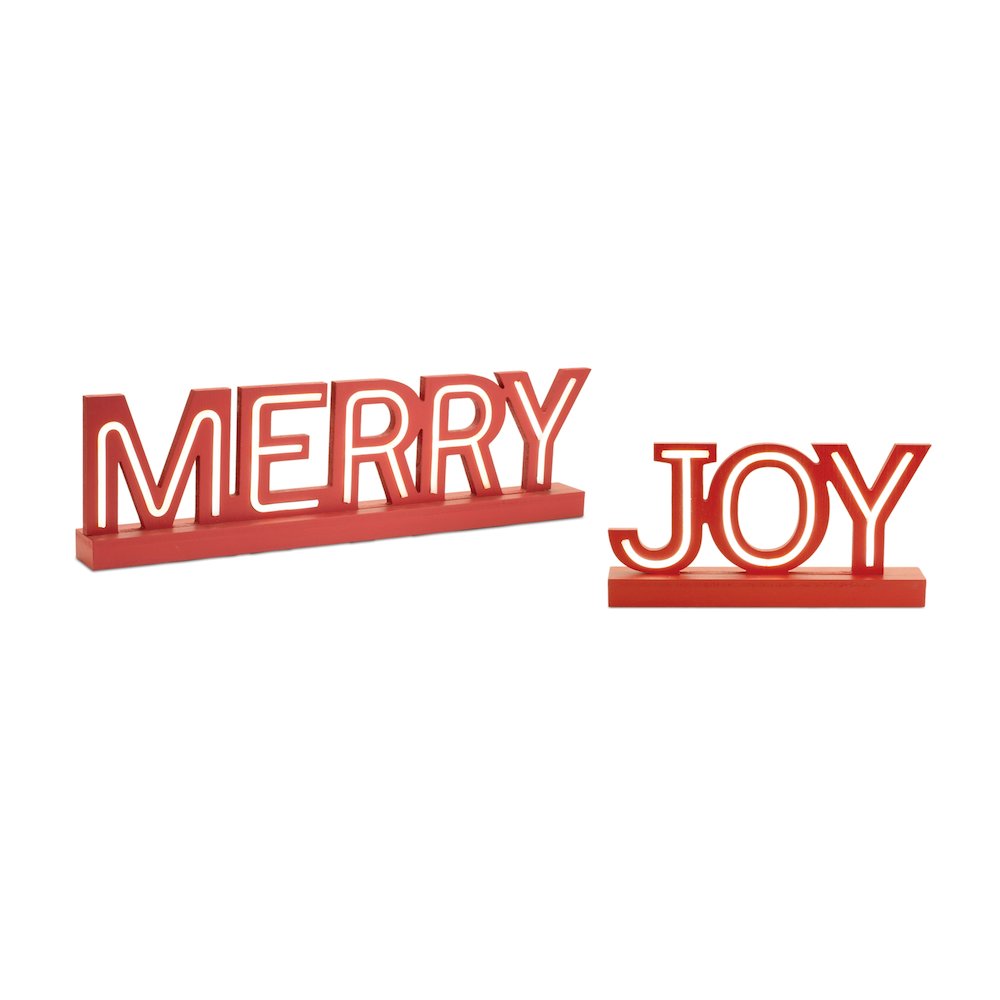 LED Joy and Merry Tabletop Sign (Set of 2)
