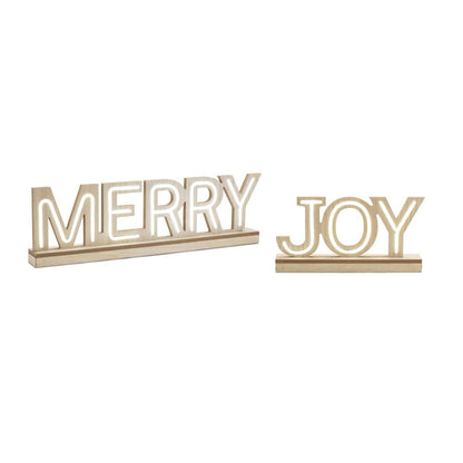 LED Joy and Merry Tabletop Sign (Set of 2)