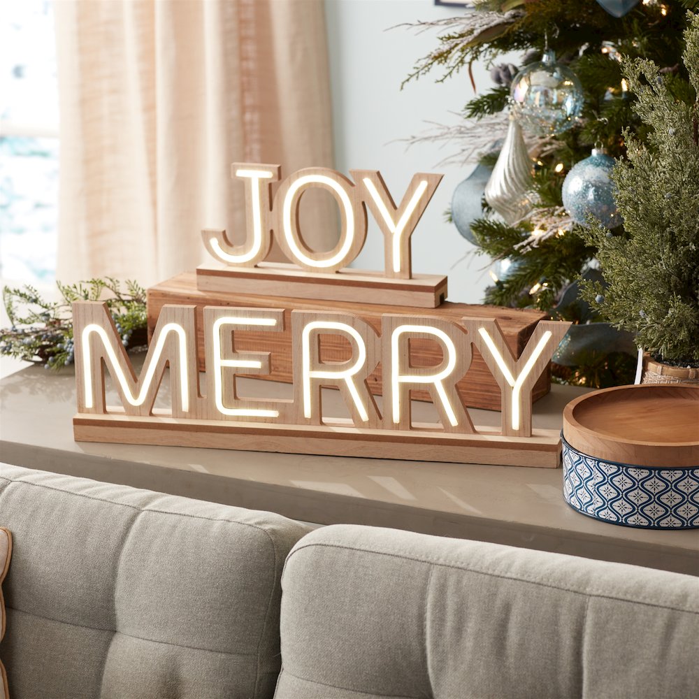 LED Joy and Merry Tabletop Sign (Set of 2)