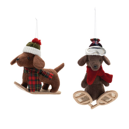 Plush Ski and Snowboard Dog Ornament (Set of 6)