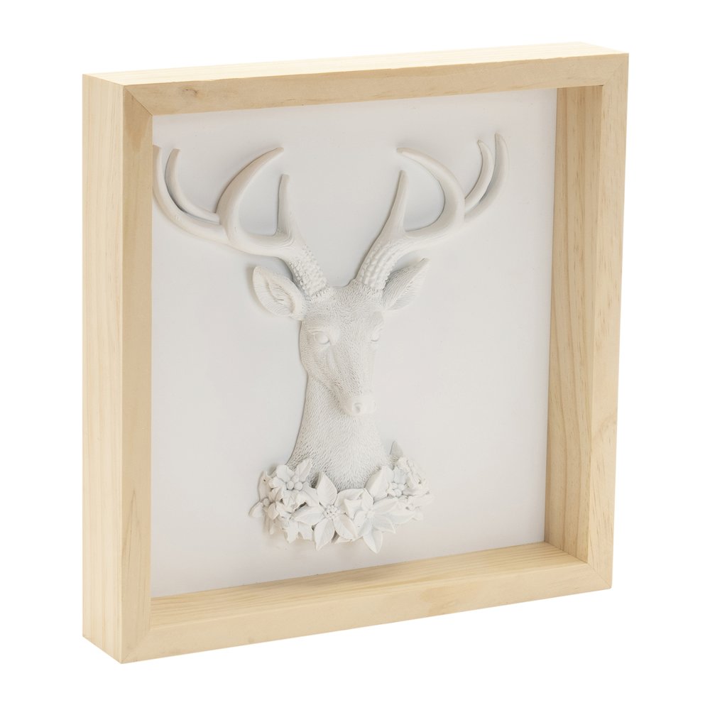 Framed Holiday Deer and Tree Artwork (Set of 2)