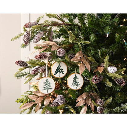 Ceramic Pine Tree Disc Ornament (Set of 12)