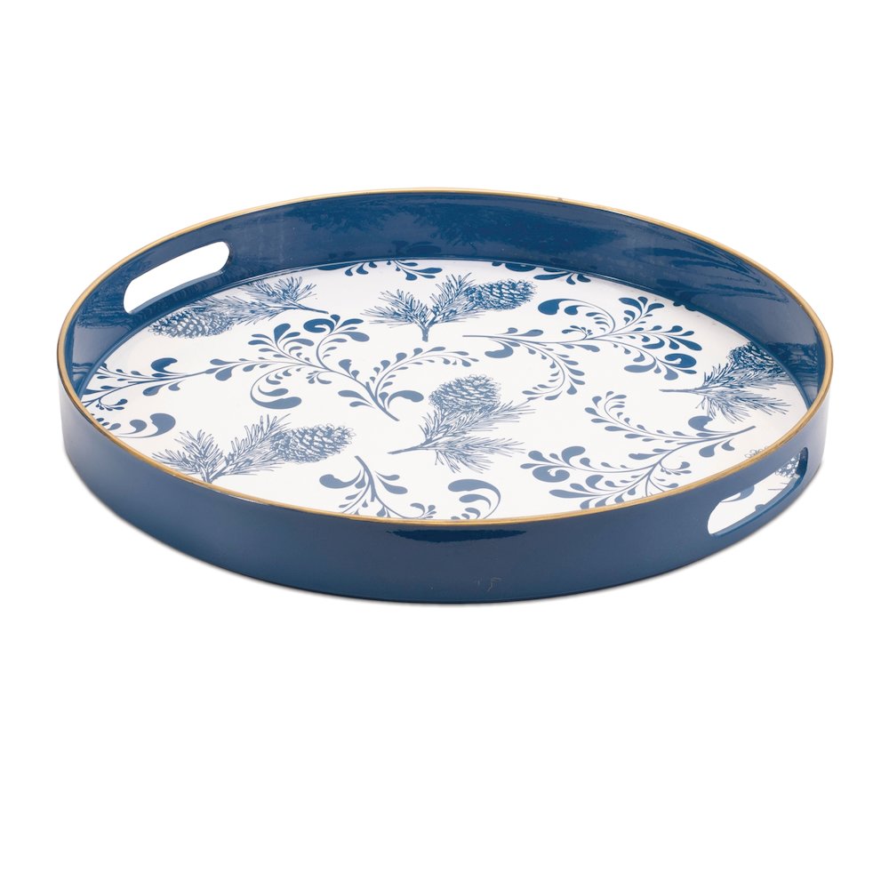 Round Pine Print Tray 13.5"H