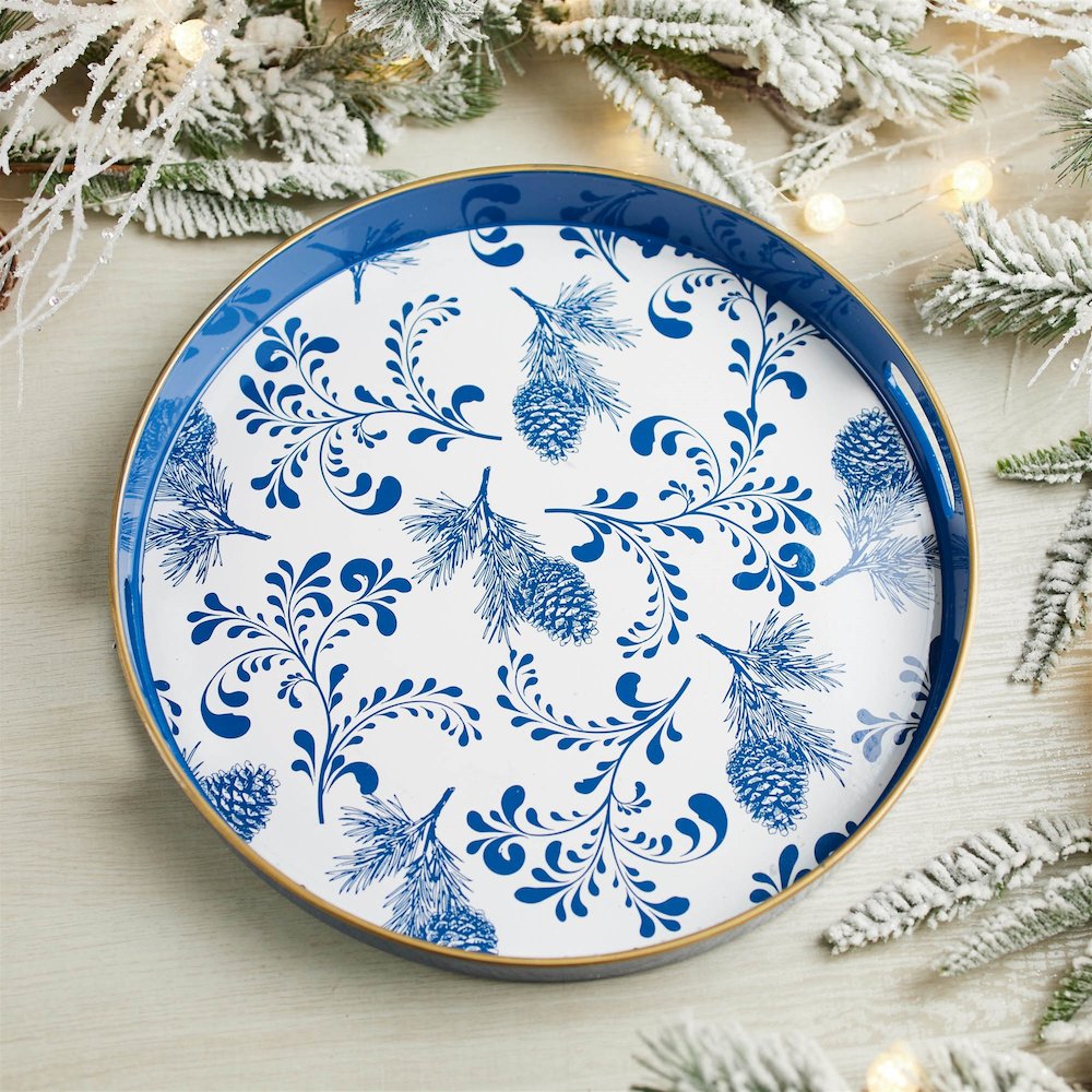 Round Pine Print Tray 13.5"H