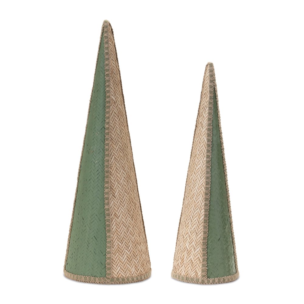 Woven Bamboo Cone Pine Tree (Set of 2)