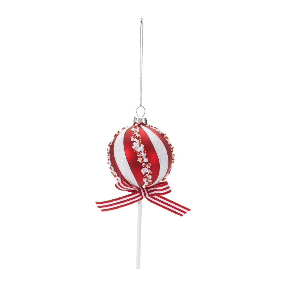 Glass Peppermint Lollipop Ornament (Set of 12)