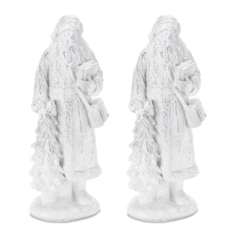 Glittered Santa Figurine (Set of 2)