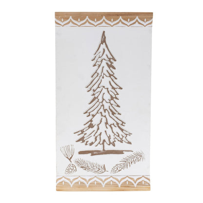 Carved Wood Pine Tree Wall Art 19"H