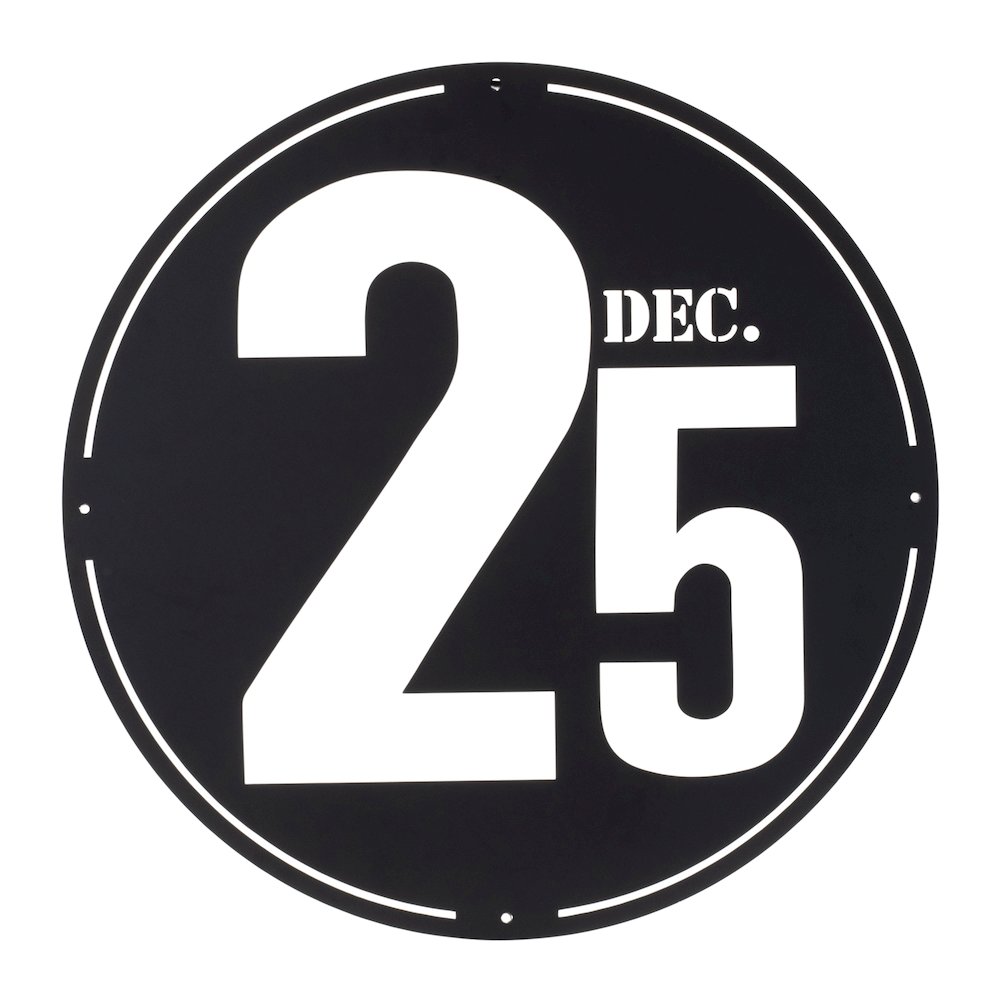 Cut Metal December 25th Plaque 24"D