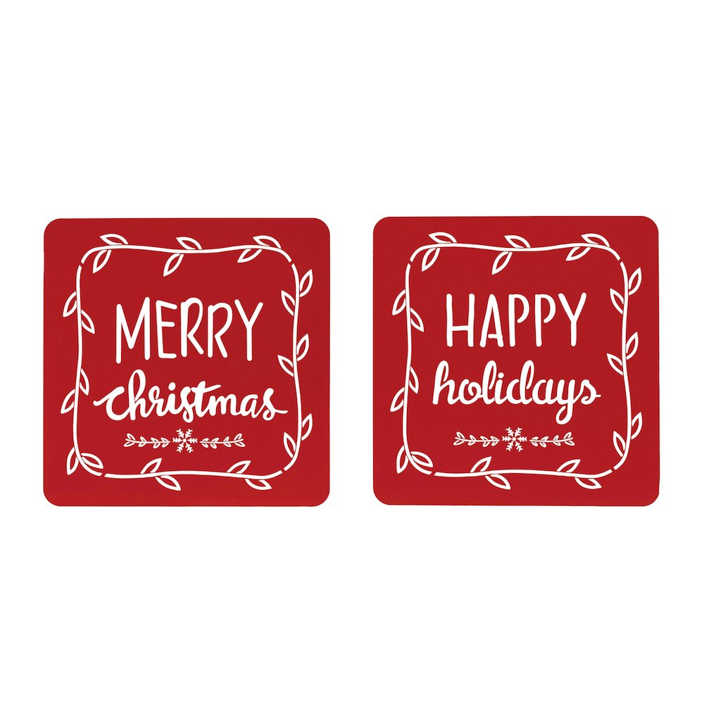 Cut Metal Holiday Sentiment Sign (Set of 2)