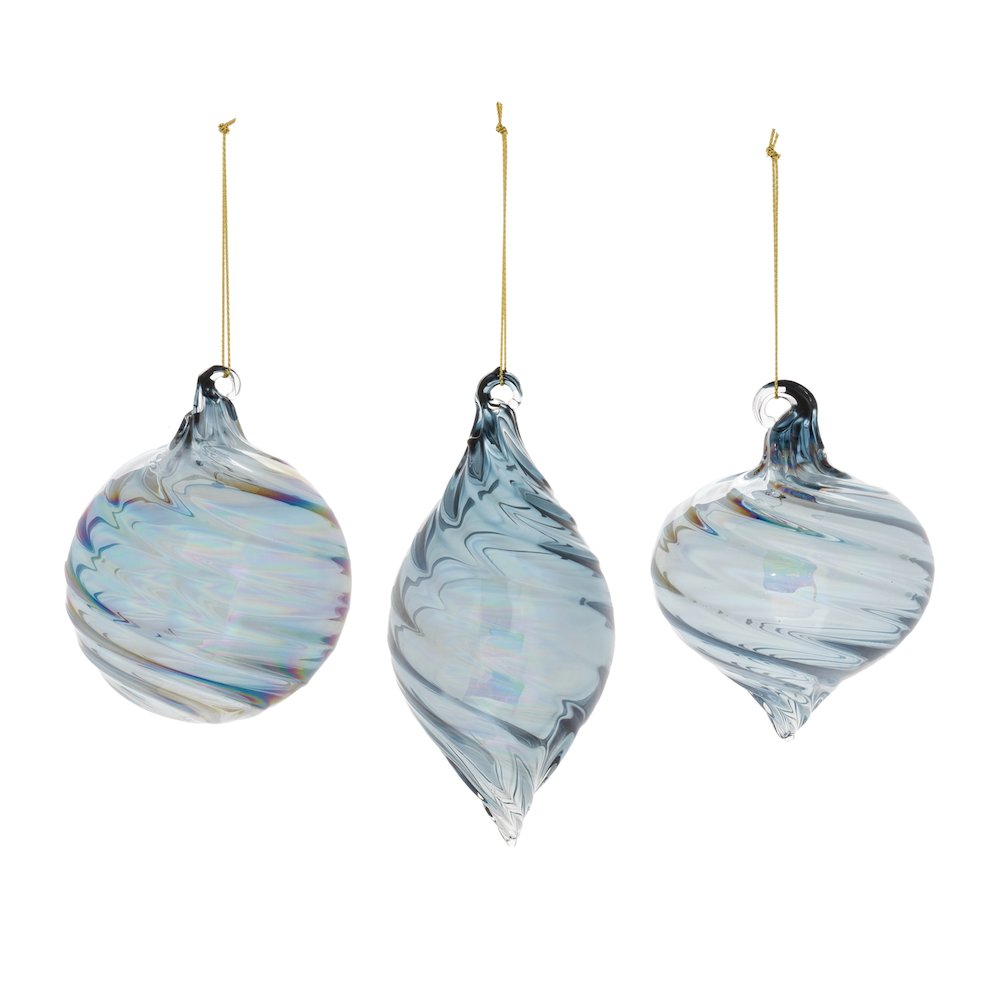 Iridescent Swirl Glass Ornament (Set of 12)