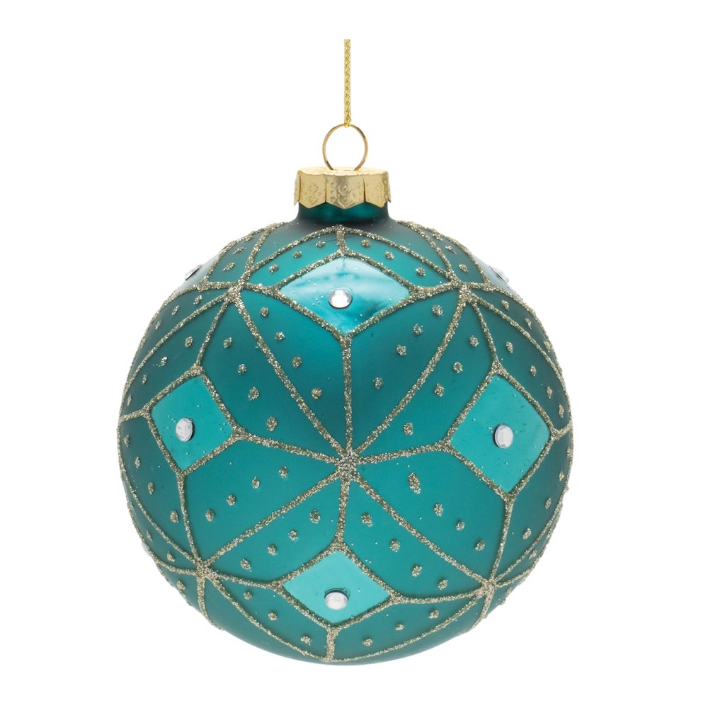 Geometric Glittered Glass Ball Ornament (Set of 6)