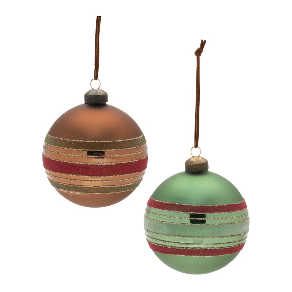 Striped Glass Ball Ornament (Set of 6)
