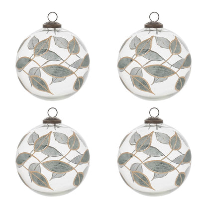 Leaf Etched Ball Ornament (Set of 4)