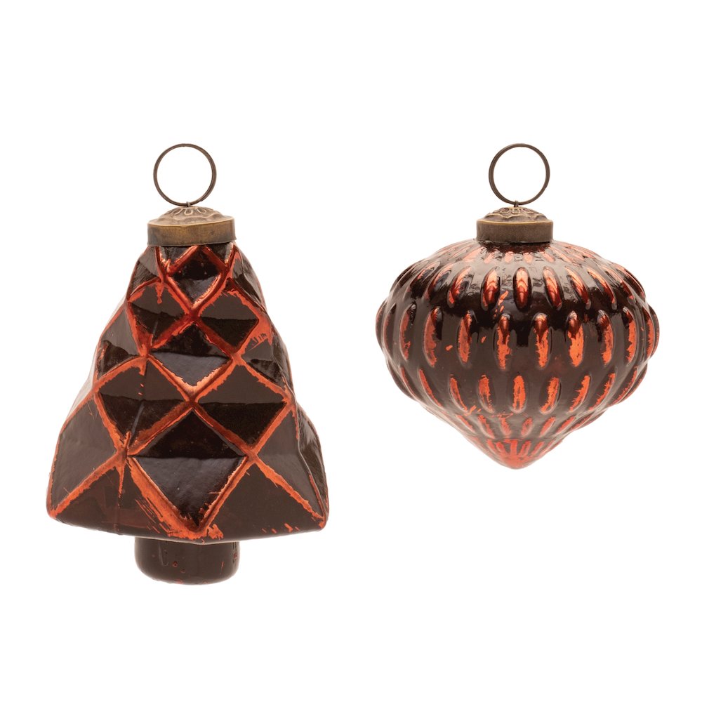 Textured Glass Tree and Onion Ornament (Set of 6)