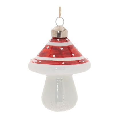 Glittered Glass Mushroom Ornament (Set of 6)