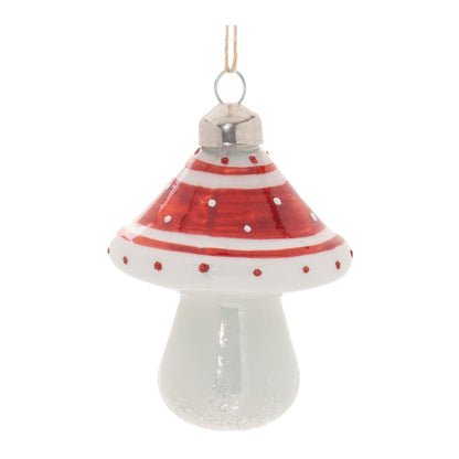 Glittered Glass Mushroom Ornament (Set of 6)