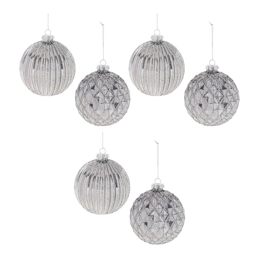 Glittered Glass Ball Ornament (Set of 6)