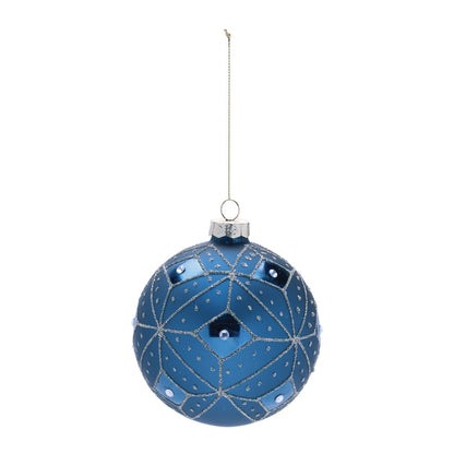 Geometric Glittered Glass Ball Ornament (Set of 6)